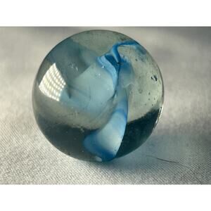 Vintage Blue Transparent Swirl Marble Large Shooter Size
